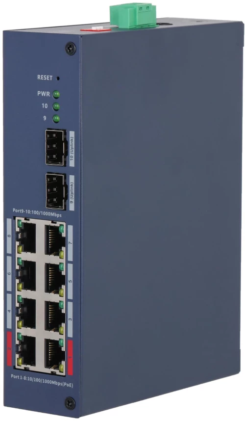 Dahua Technology CHS4210-8GT-110 network switch Managed L2 Gigabit Ethernet (10/100/1000) Power over Ethernet (PoE) DIN rail Dark Blue