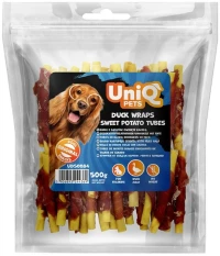 Λιχουδιές Σκύλου Uniq Pets Σωλήνες Γλυκοπατάτας Τυλιγμένοι με Πάπια 500gr