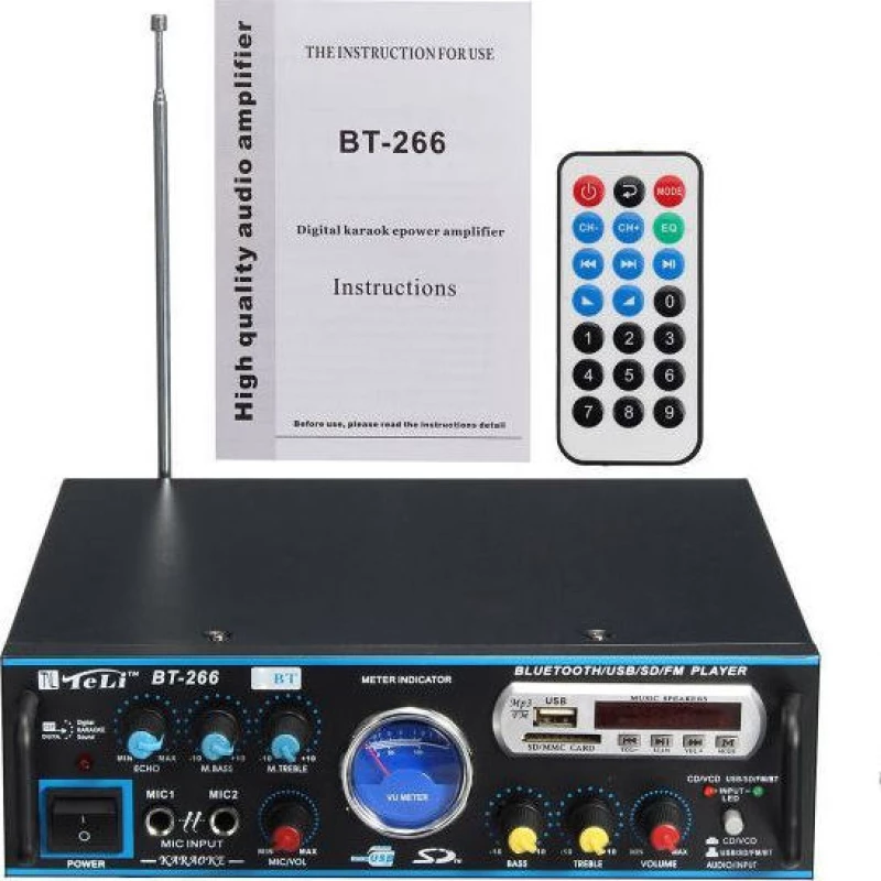 Ενισχυτής με λειτουργία Karaoke σε Μαύρο Χρώμα BT-266