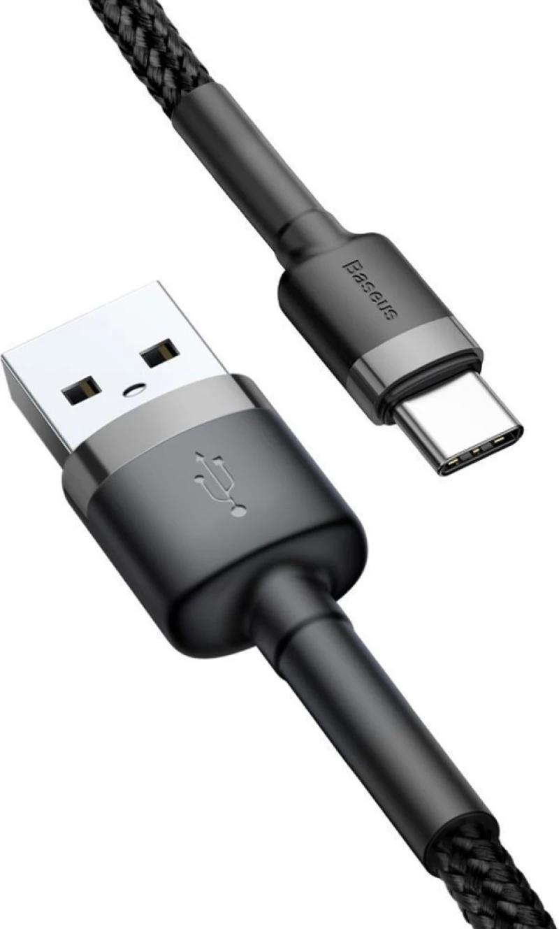 Baseus Braided USB 2.0 Cable USB-C male - USB-A male Μαύρο 1m (CATKLF-BG1)