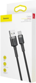 Baseus Braided USB 2.0 Cable USB-C male - USB-A male Μαύρο 1m (CATKLF-BG1)