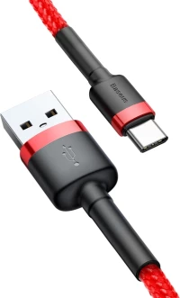 Baseus Cafule Braided USB 2.0 Cable USB-C male - USB-A male Κόκκινο 1m (CATKLF-B09)