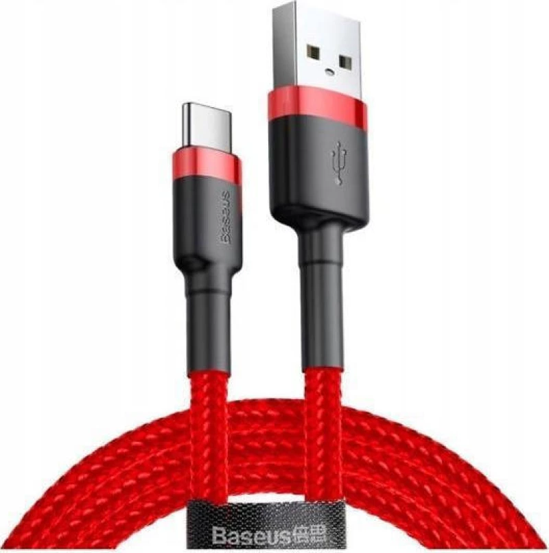 Baseus Cafule Braided USB 2.0 Cable USB-C male - USB-A male Κόκκινο 2m (CATKLF-C09RD)