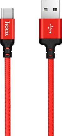 Hoco Braided USB 2.0 Cable USB-C male - USB-A male Κόκκινο 1m (X14)