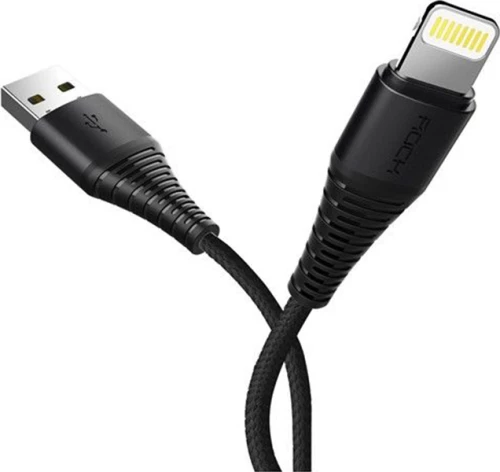 Rock Braided USB to Lightning Cable Μαύρο 1.2m