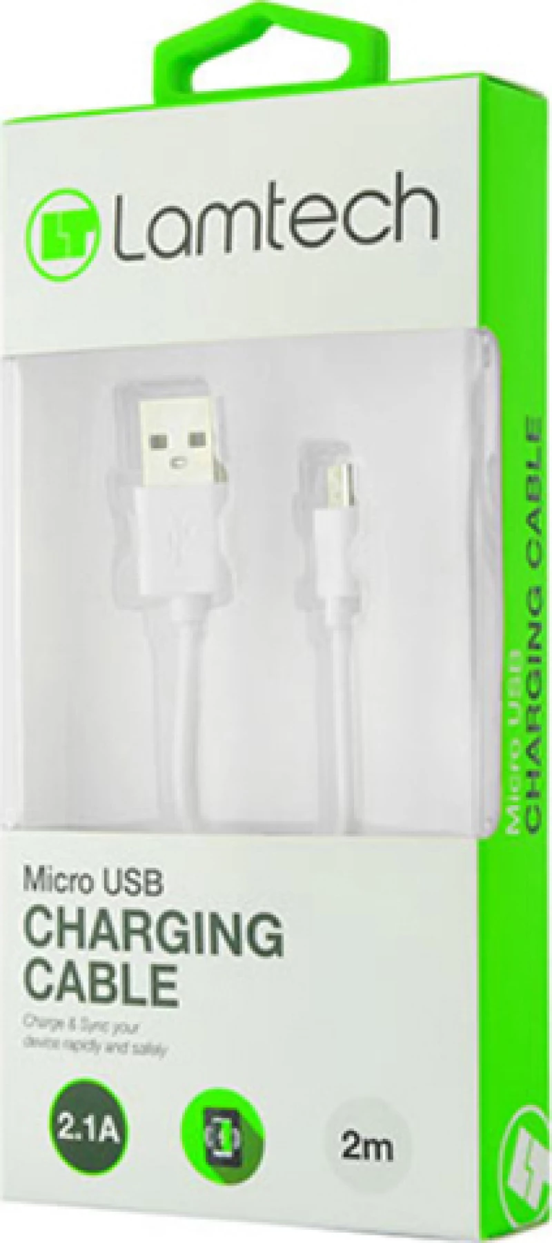 Lamtech Regular USB 2.0 to micro USB Cable Λευκό 2m (LAM440993)