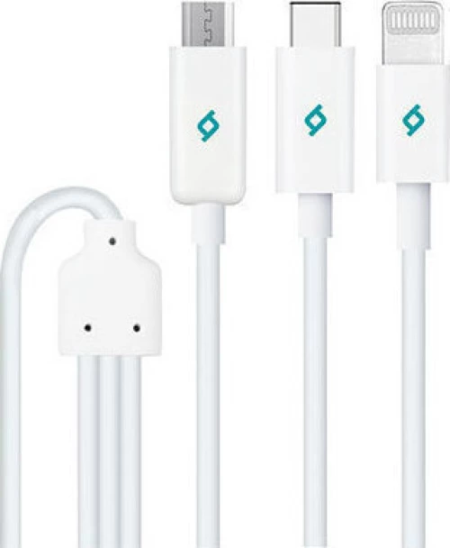 TTEC Regular USB to Lightning / Type-C / micro USB Cable Λευκό 1m (145056892)