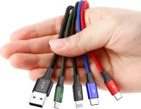 Baseus Braided USB to Lightning / 2x Type-C / micro USB Cable Πολύχρωμο 1.2m (CA1T4-B01)