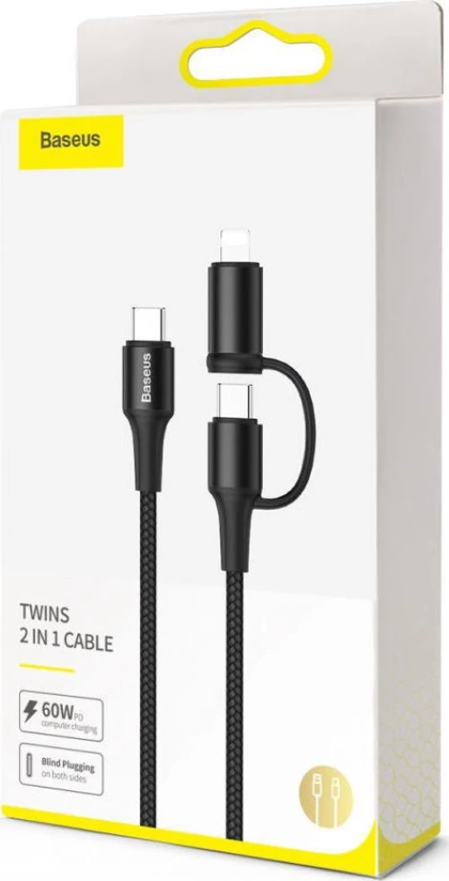 Baseus Braided USB to Lightning / Type-C Cable Μαύρο 1m (CATLYW-H01)