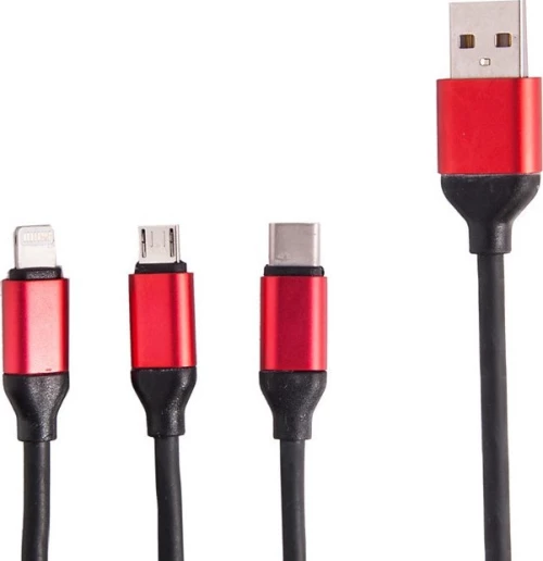 Regular USB to Lightning / Type-C / micro USB Cable Κόκκινο 1m (3885)