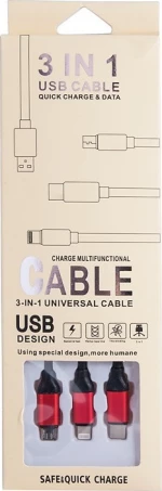 Regular USB to Lightning / Type-C / micro USB Cable Κόκκινο 1m (3885)