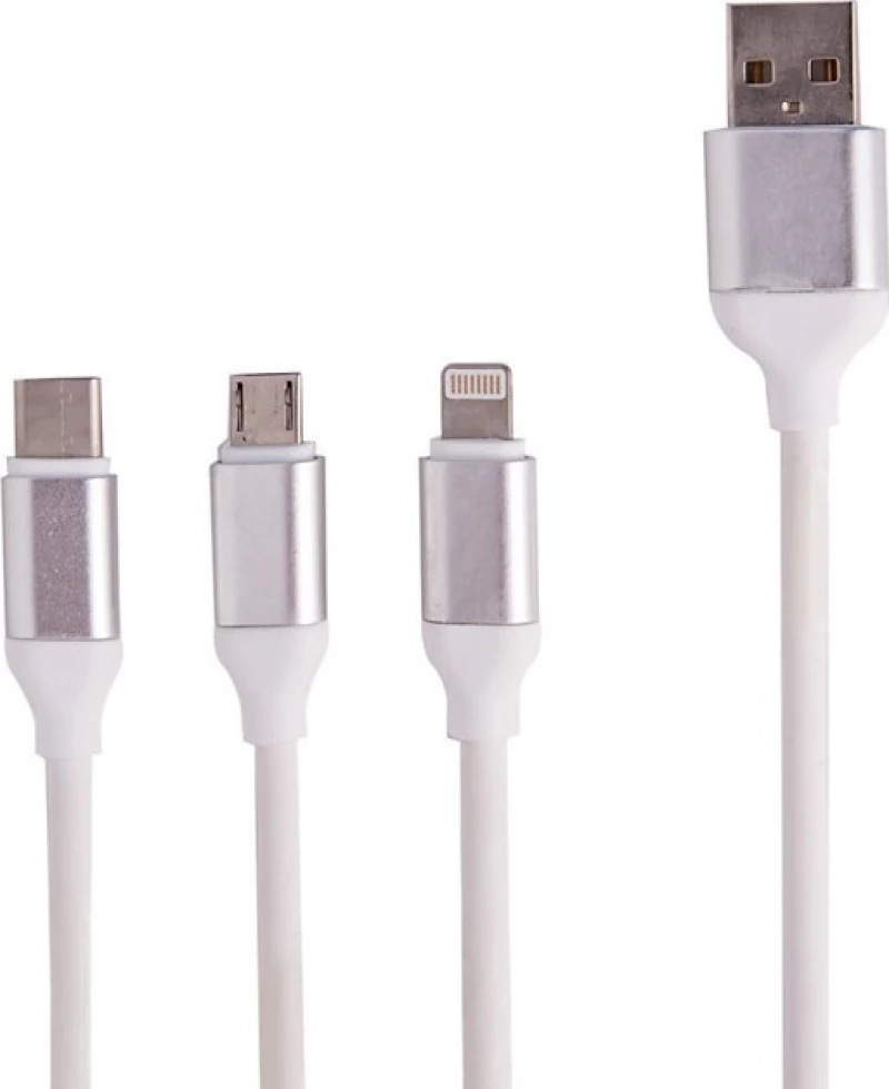 Regular USB to Lightning / Type-C / micro USB Cable Λευκό 1m (3886)