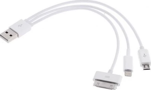 Regular USB to Apple 30-Pin / Lightning / micro USB Cable Λευκό 0.2m (57210)