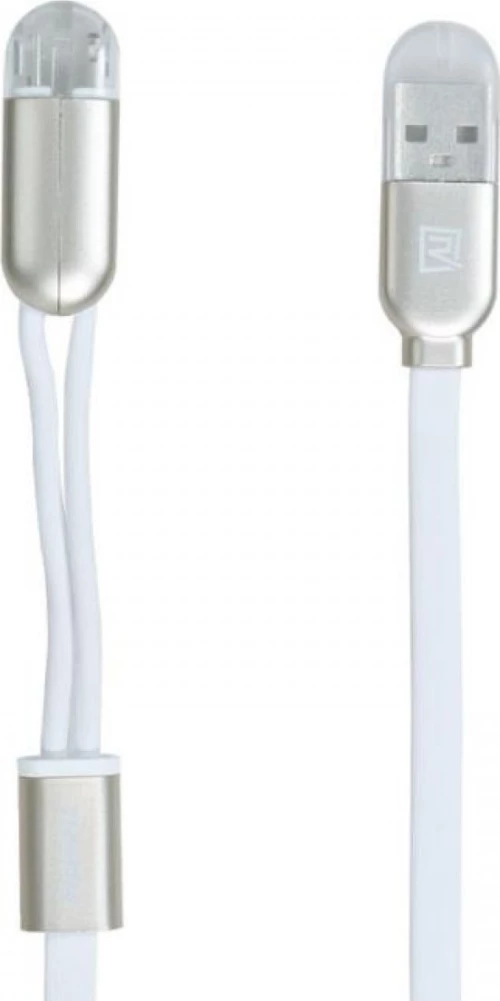Remax Flat USB to Lightning / micro USB Cable Λευκό 1m (Binary)