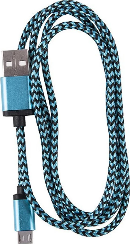 Braided USB 2.0 to micro USB Cable Μπλε 1m (3861)