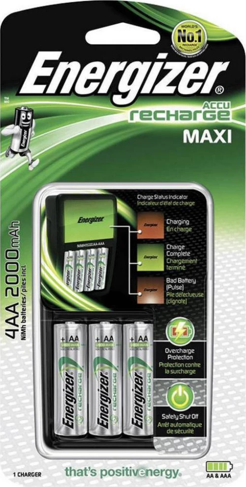 Energizer ACCU Recharge Maxi Φορτιστής 4 Μπαταριών Ni-MH Μεγέθους AA/AAA Σετ με 4x AA 2000mAh