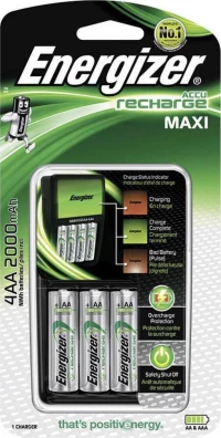 Energizer ACCU Recharge Maxi Φορτιστής 4 Μπαταριών Ni-MH Μεγέθους AA/AAA Σετ με 4x AA 2000mAh