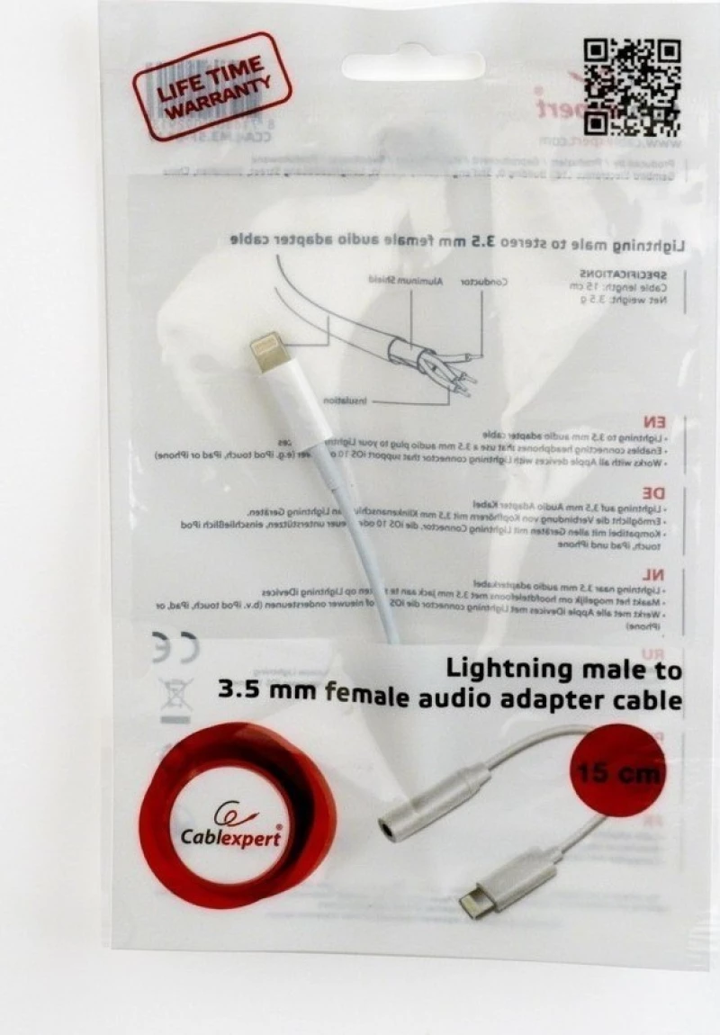 Cablexpert Lightning male - 3.5mm female (CCA-LM3.5F-01-W)