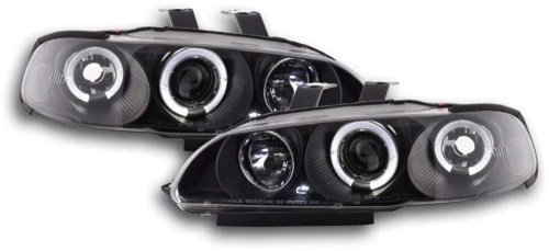 Φανάρια εμπρός angel eyes για Honda Civic 2/3 πορτο (1992-1995) - μαύρα , με λάμπες (Η1) - σετ 2τμχ.
