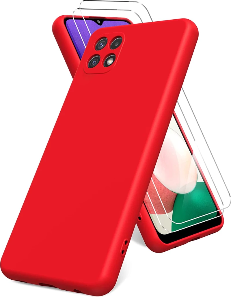 Samsung Galaxy A22 5G - Slim Liquid Silicone Gel Rubber Case Soft Touch Back Cover matte Red (oem)