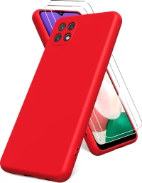 Samsung Galaxy A22 5G - Slim Liquid Silicone Gel Rubber Case Soft Touch Back Cover matte Red (oem)